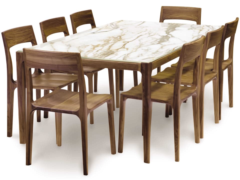 Lisse 84-Inch Rectangle Dining Table in Natural Walnut with Sintered Stone Top