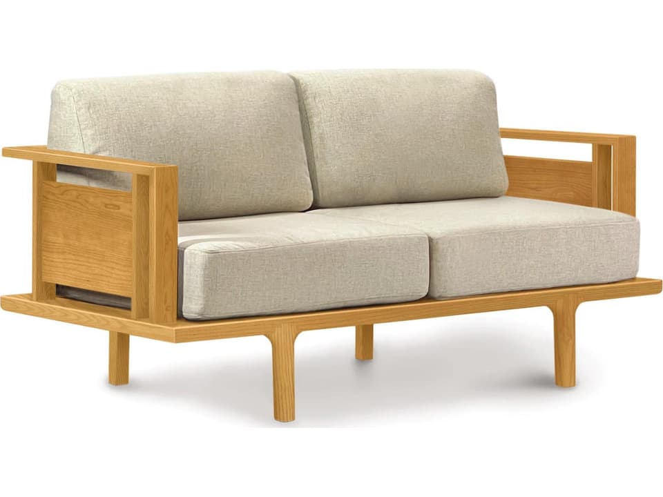 Sierra 2-Seat Loveseat with Solid Wood Panels in Cherry Oak or Walnut