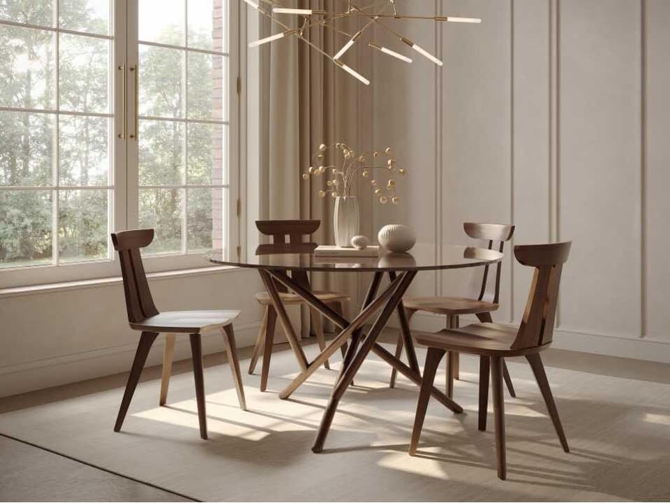 Baton Walnut Wood Dining Room Set