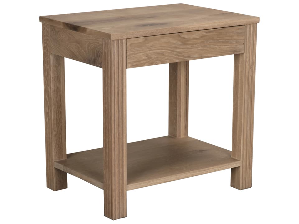 Emily Oak End Table with Lower Shelf in Chai Finish