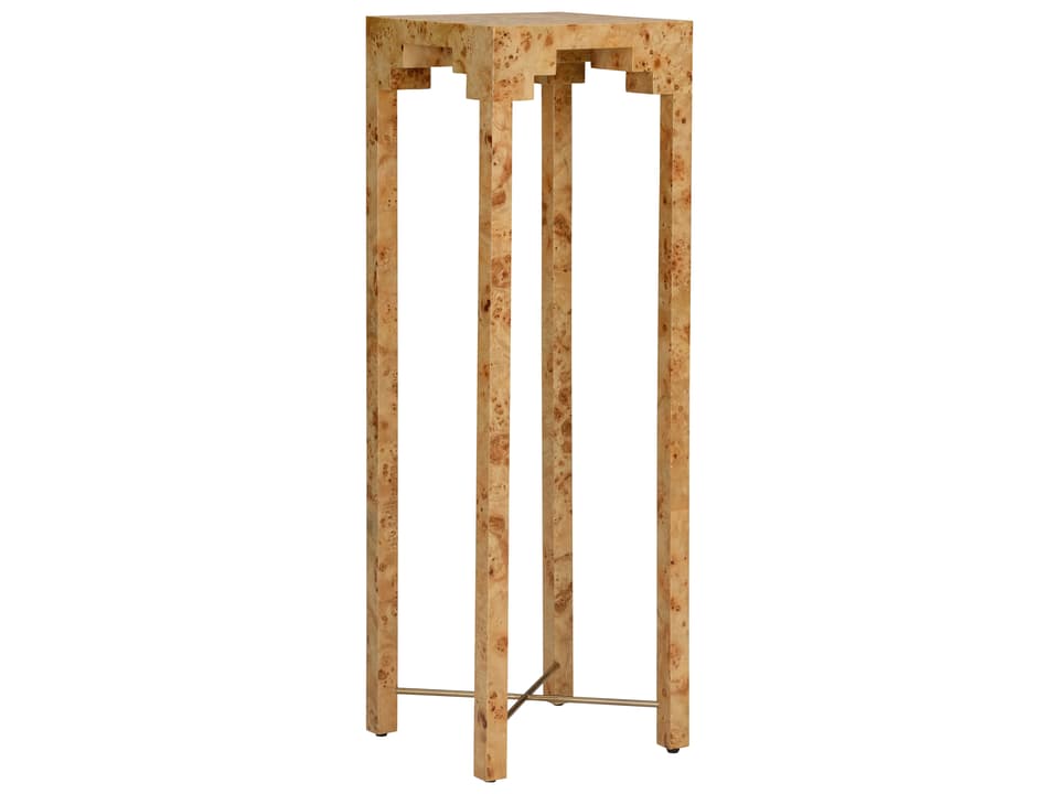 Elizabeth Wicker Square Wood Brown Gold End Table