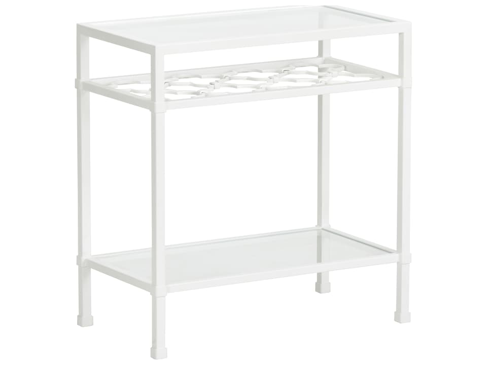 Pacific Coast Metal Side Table with Glass Shelves in White