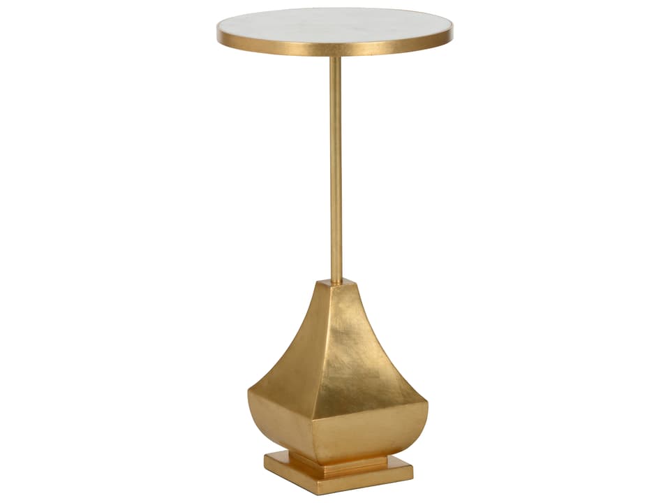 Essex Round Marble End Table with Aged Brass Base