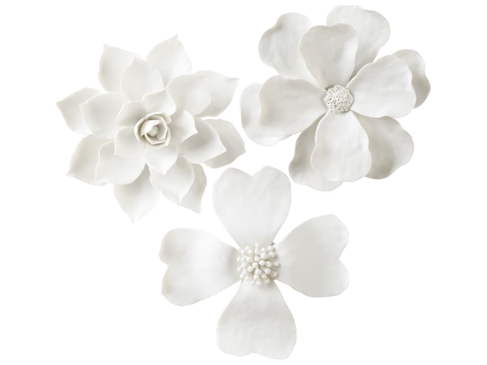 Wall Flowers Set of 3 Porcelain Wall Decor