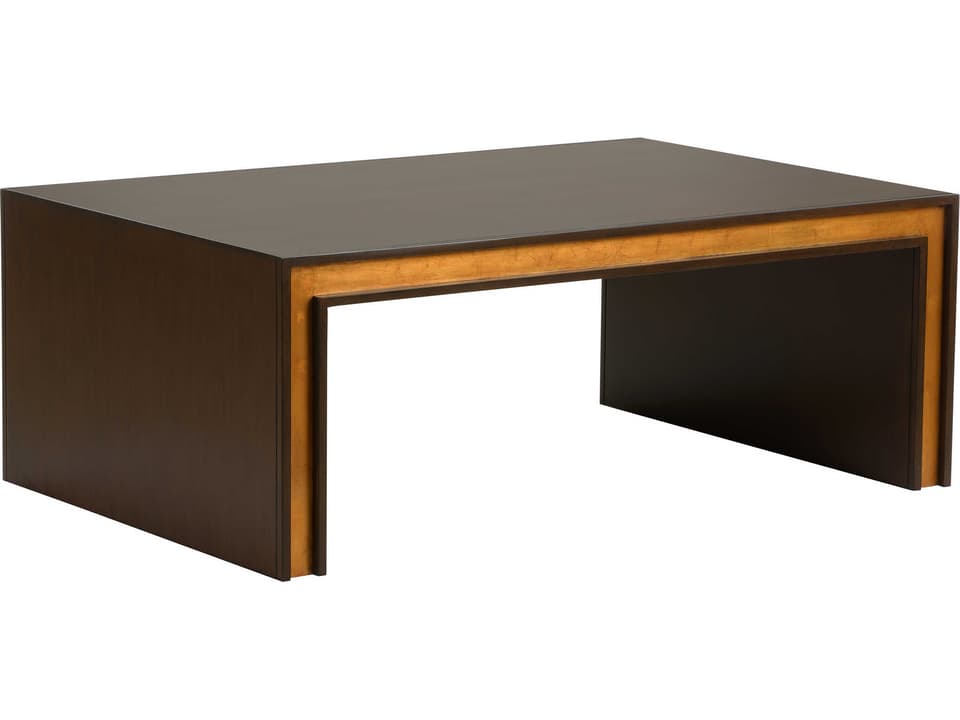 Jamie Merida Rectangular Wood Mahogany Antique Gold Leaf Baldwin Coffee Table