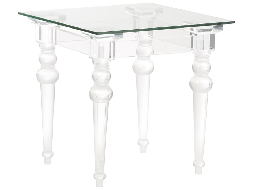 Square Glass Clear End Table