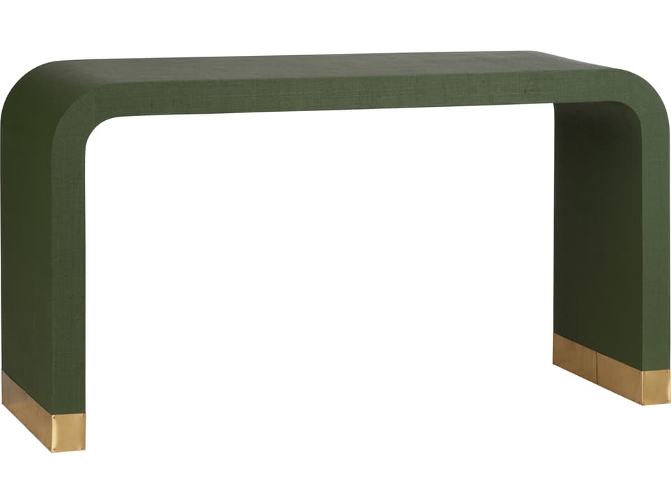 Rectangular Acrylic Green Polished Brass Console Table