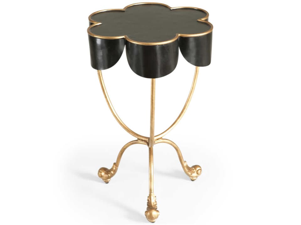 Seville Metal Accent Table in Black with Antique Gold Accents