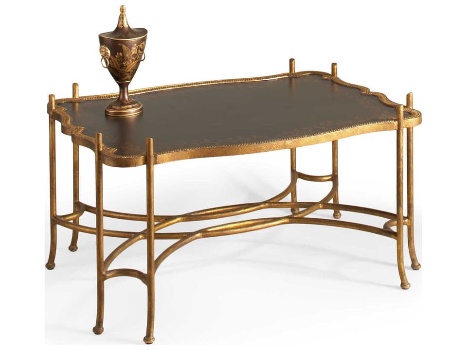 Jacob Coffee Table with Black Hand Painted Top and Gold Metal Base