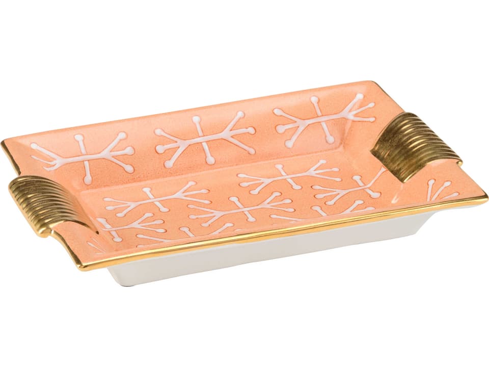 Pamela Hand Painted Peach Glazed Porcelain Decorative Tray