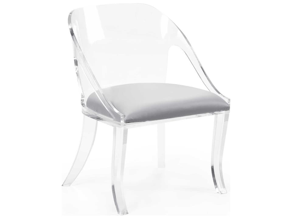 Williams Clear Acrylic Accent Chair with Removable Gray Cushion