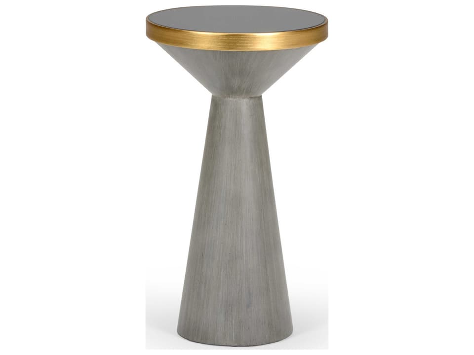 NY Drinks Table Gray with Dark Gray Glass Top