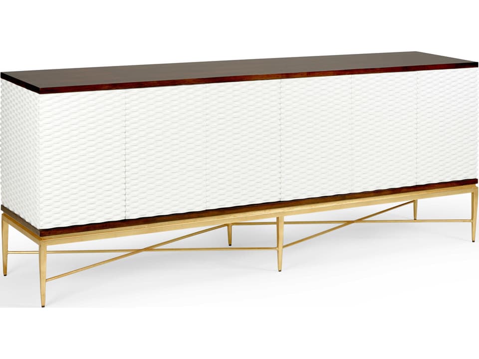James Sideboard Walnut Veneered Wood with White Push Open Doors