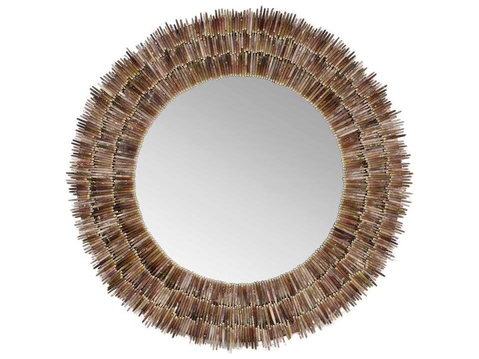 Urchin Spine Round Mirror with Natural Shells