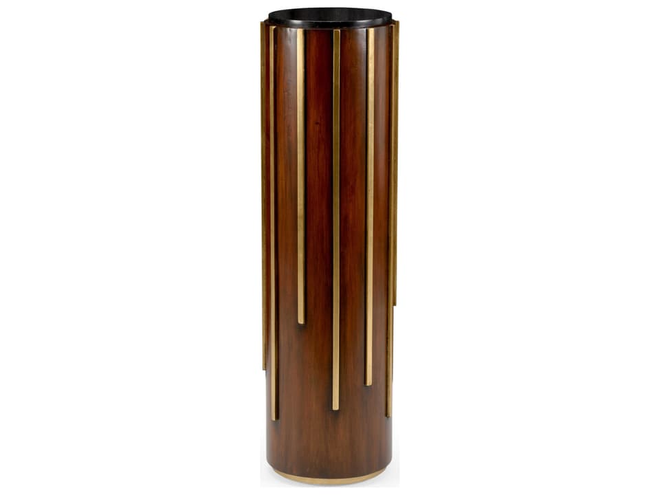 Drip Drop Pedestal with Gold Leaf Metal Design and Black Marble Top