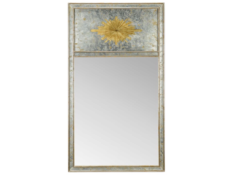 Halcyon Hall Wall Mirror in Antique Silver Leaf with Gold Medallion