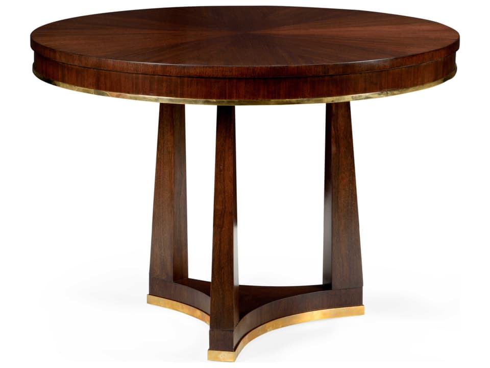 Wesley 42-Inch Square Entry Table Walnut Veneer with Brass Trim