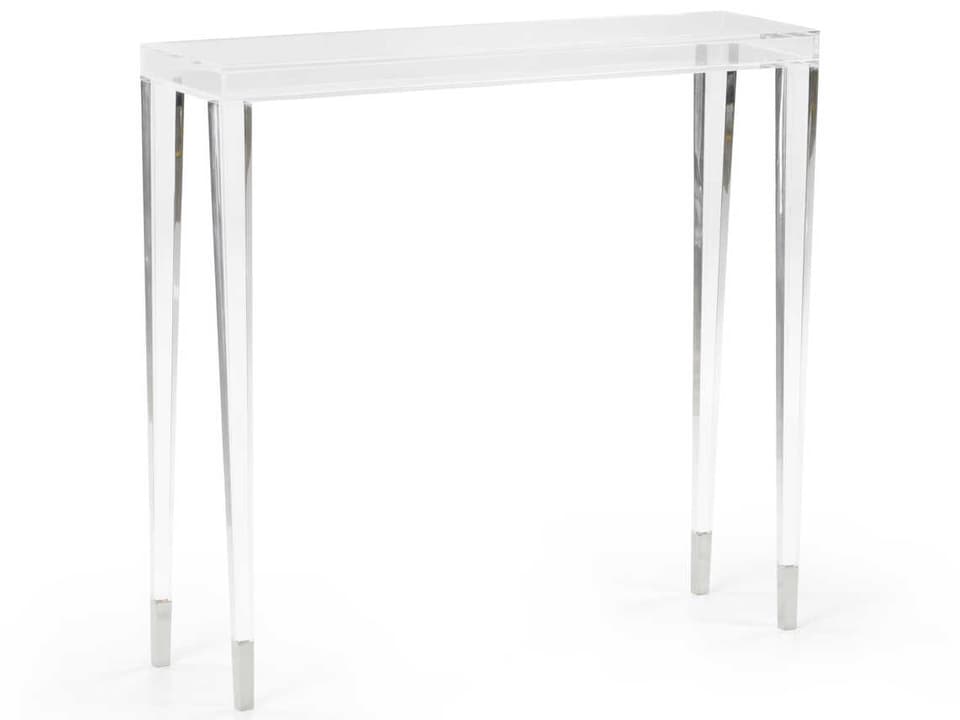 Berkshire Clear Acrylic Console Table with Polished Nickel Feet