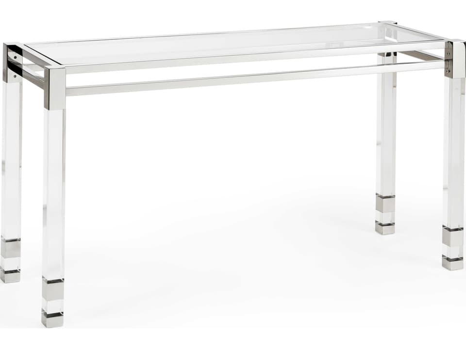 Vancouver 54-Inch Clear Acrylic Console Table with Polished Nickel
