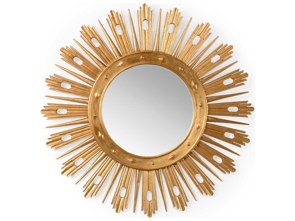 Wasden Round Wall Mirror in Antique Gold Leaf