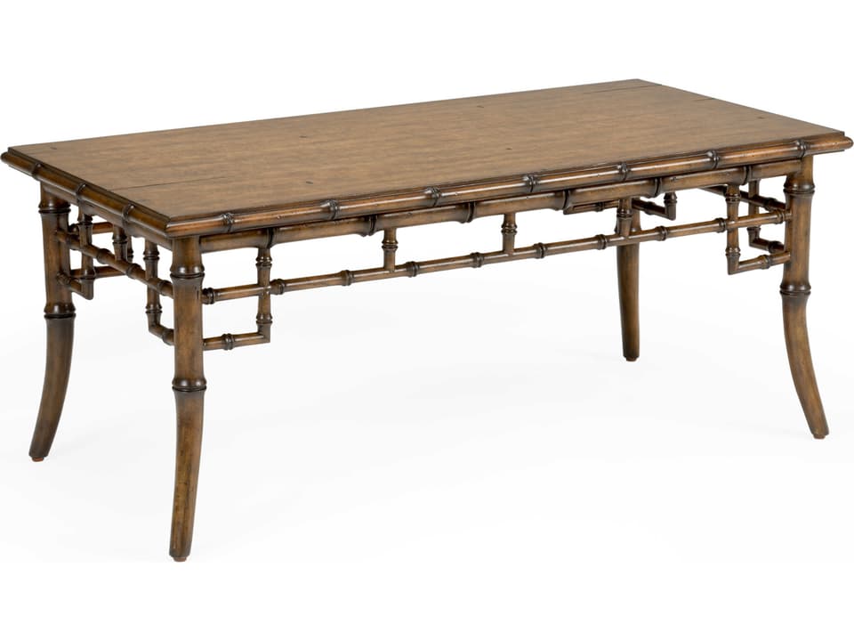 Sheraton Bamboo Wood Coffee Table with Glass Top