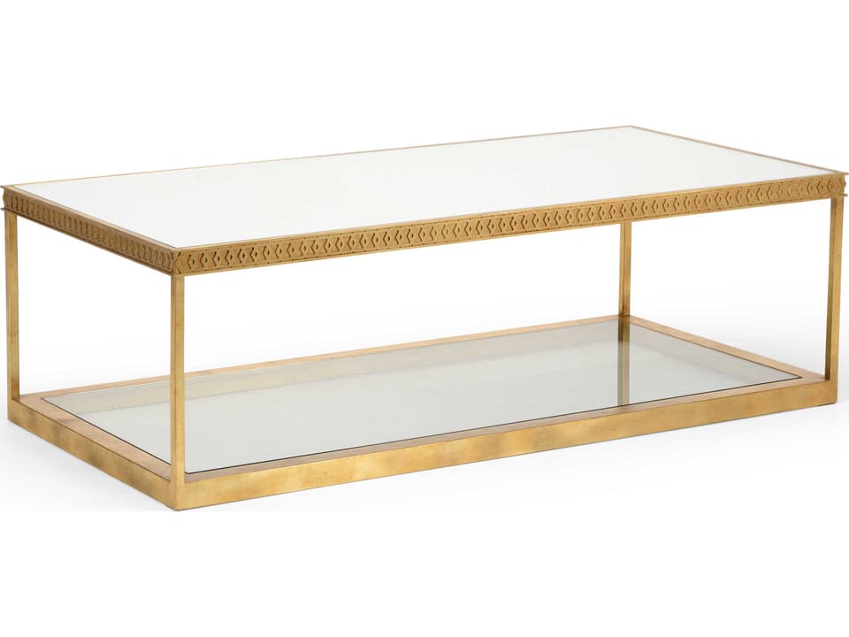 Copas Rectangle Coffee Table with Mirrored Top in Gold