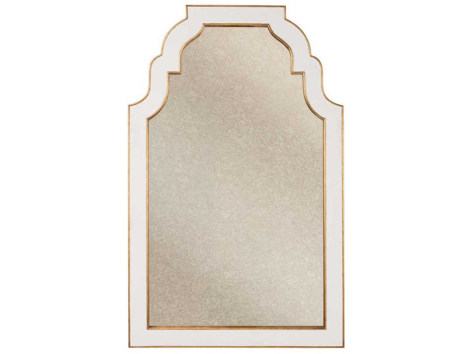 Radison Arched Wall Mirror in Antique White and Gold Leaf