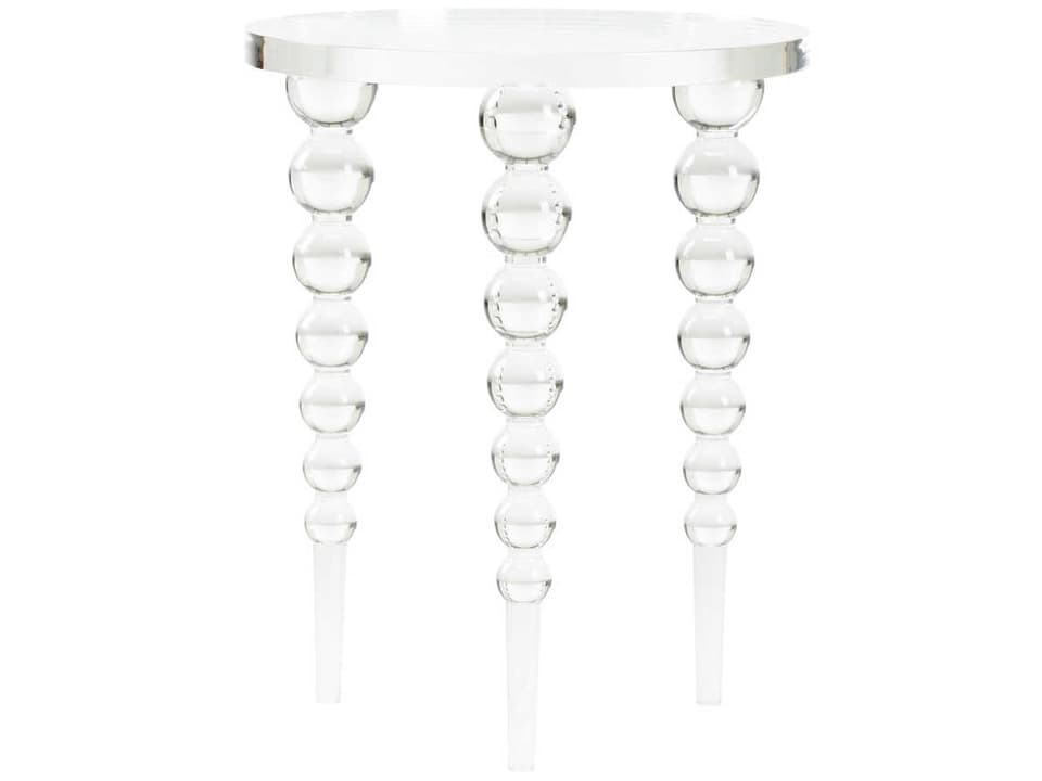 Bolla Round Acrylic End Table with Ball Turned Legs