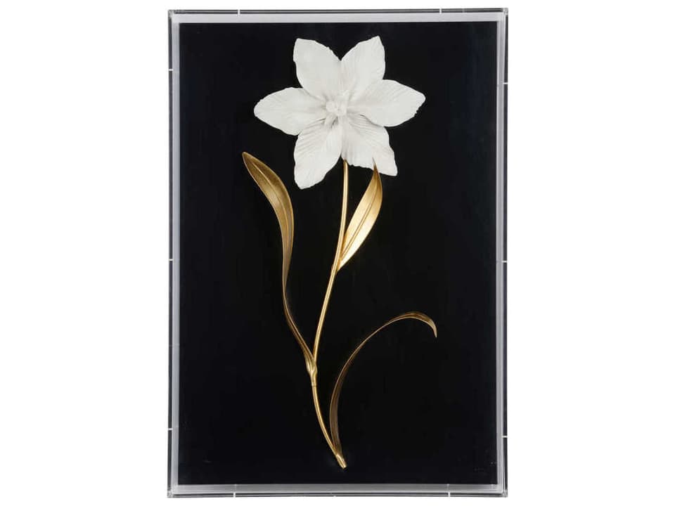 Porcelain Flower Black-A Handcrafted Botanical Shadow Box Wall Art