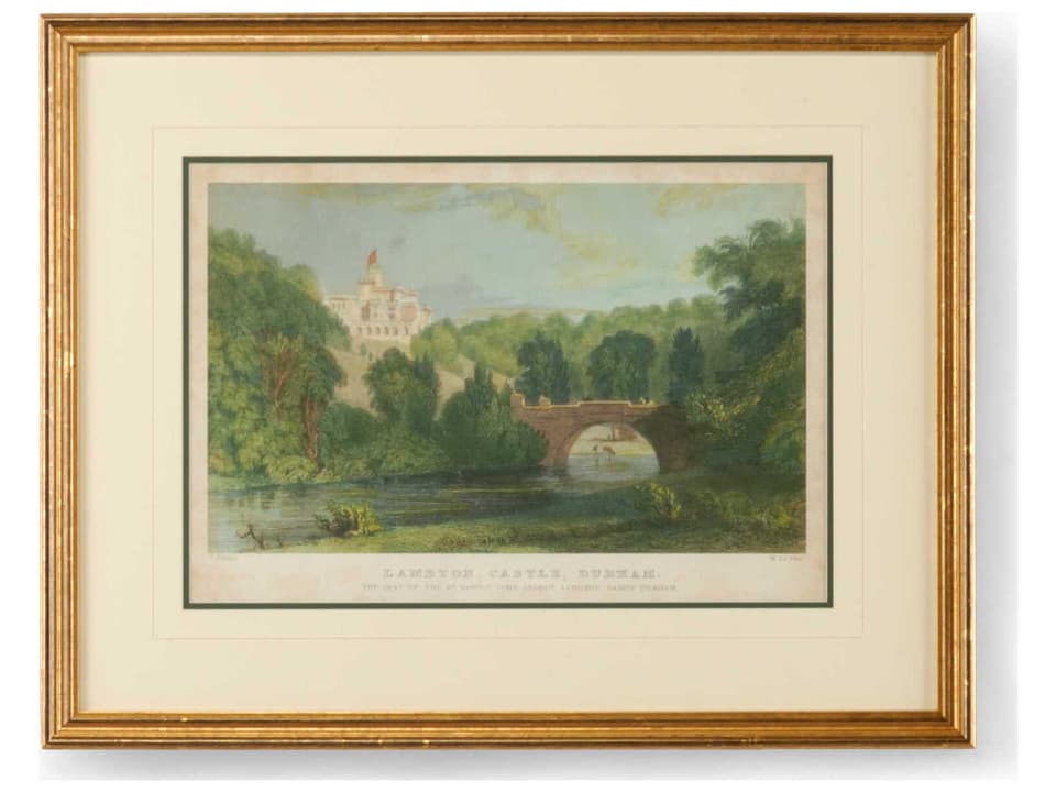 Lambton Castle Giclee Print in Gold Frame with Double Mat