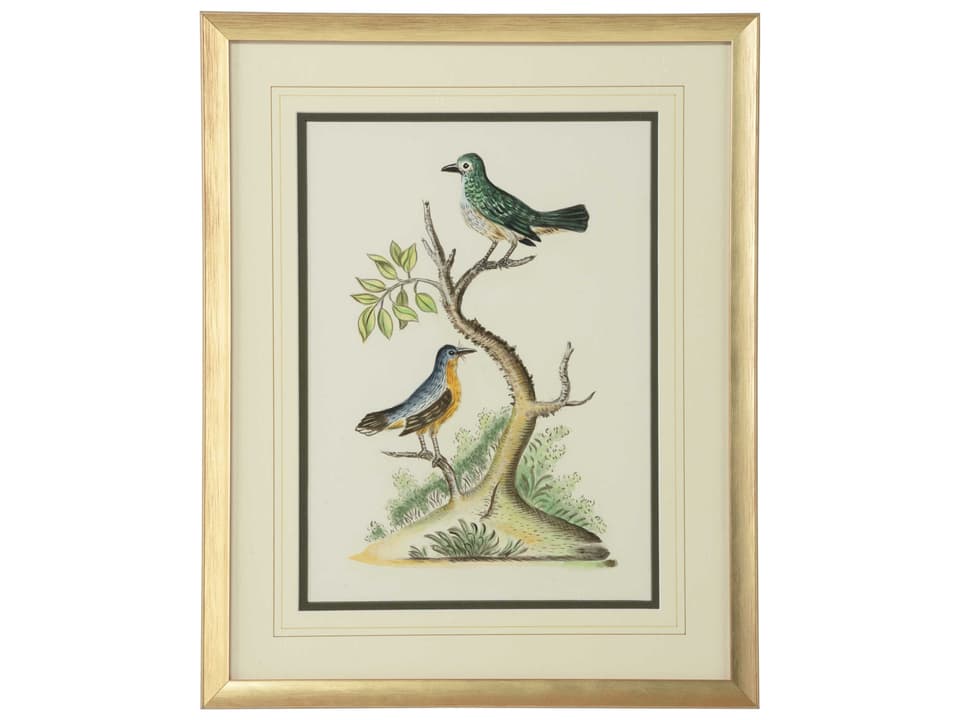 M'treal Panel Birds Gold Frame Watercolor Wall Art