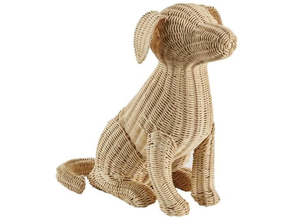 Amanda Lindroth Potcake Wicker Dog Large Hand-Woven Rattan Accent