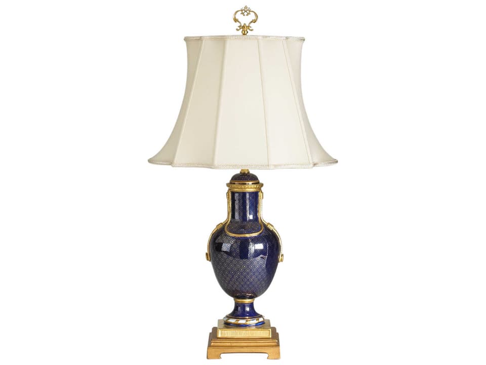 Sloan Accent Table Lamp in Blue and Gold with Silkette Shade