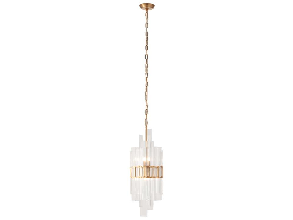 2-Light Clear Brushed Brass Cylinder Chandelier