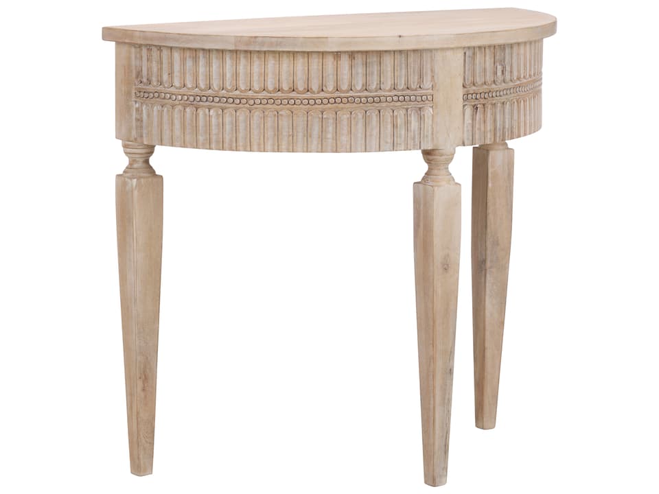 Elizabeth Wicker Demilune Wood Brown Console Table