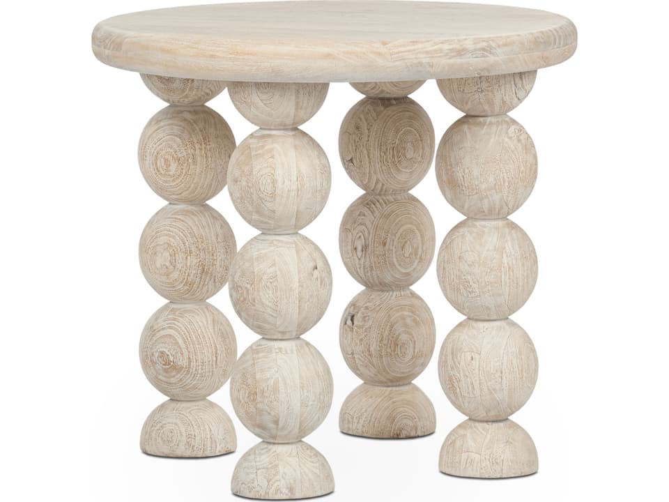 Adir Round End Table Cream Mango Wood