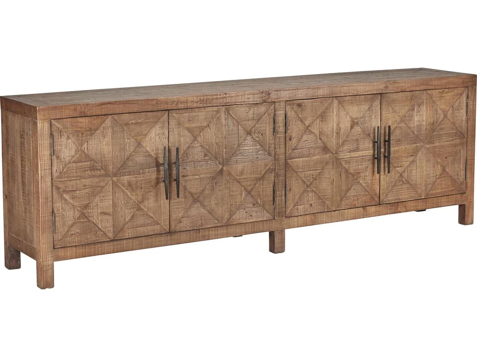 Elani 4 Door Sideboard Reclaimed Pine with Geometric Detail