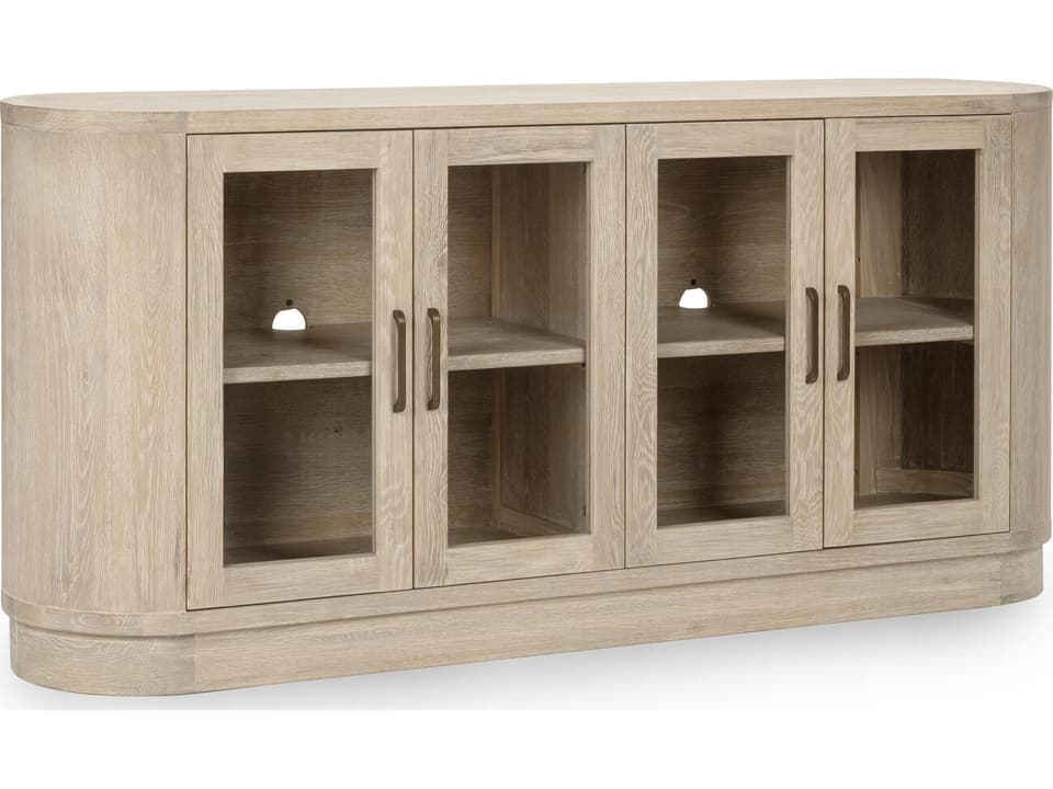 Vander 4-Door Buffet Oak Veneer White Wash Wood