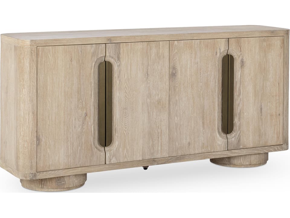 Tiber 4-Door Oak Wood Buffet in White Wash Finish