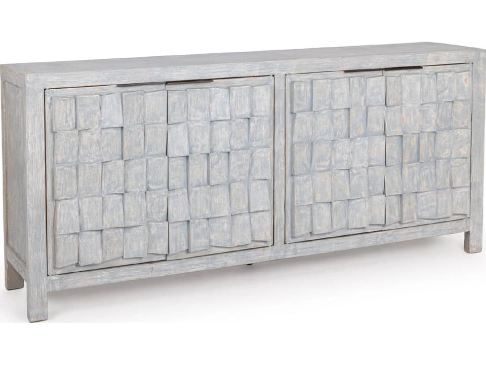 Gama 86-Inch 4-Door Reclaimed Pine Wood Sideboard in Blue Washed Finish