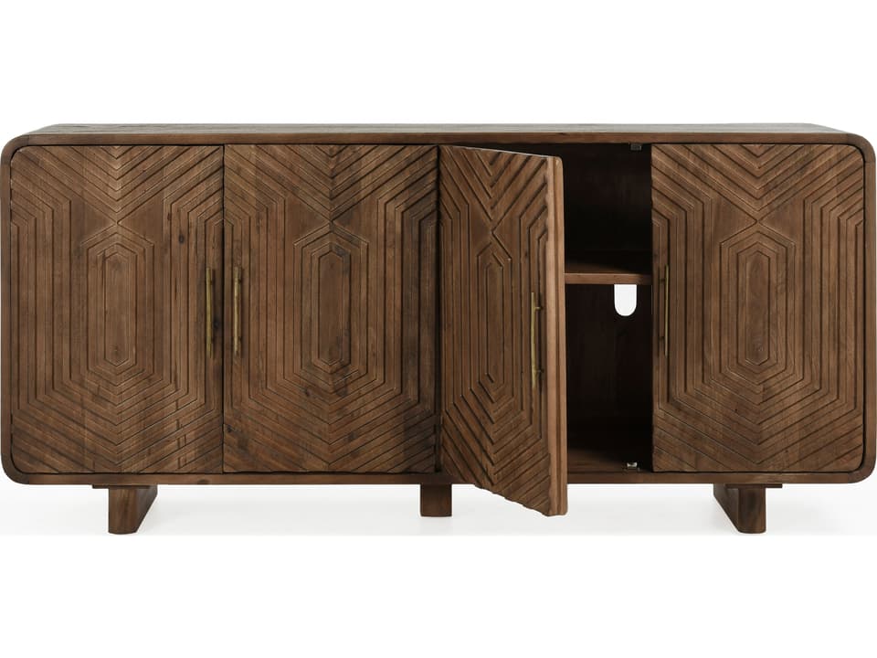 Holmes 4-Door Sideboard in Light Brown Mango Wood