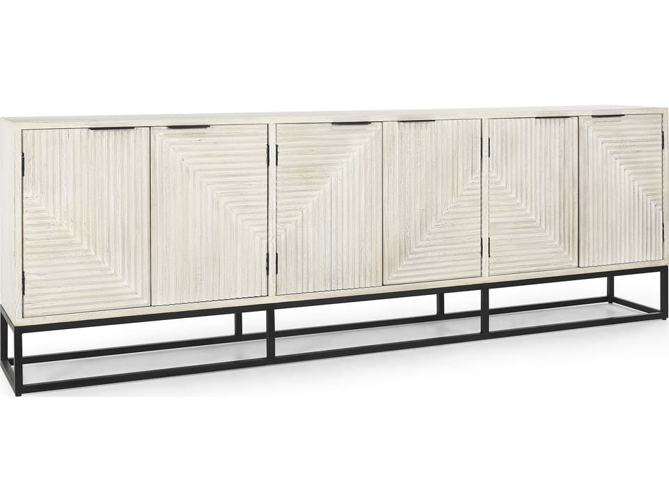 Flint 6-Door Solid Mango Wood Sideboard with Iron Base