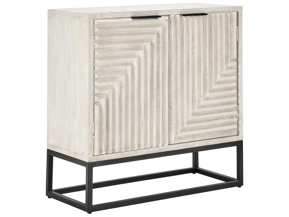 Flint 2-Door Buffet White Wash Mango Wood and Metal
