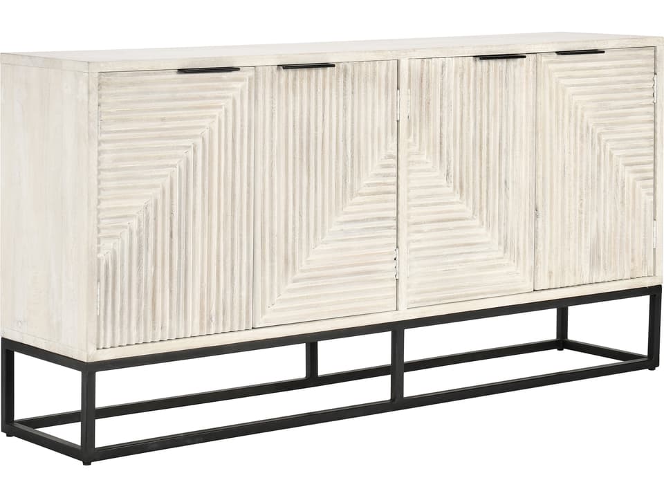 Flint 72 Inch 4 Door Mango Wood Sideboard in White Wash