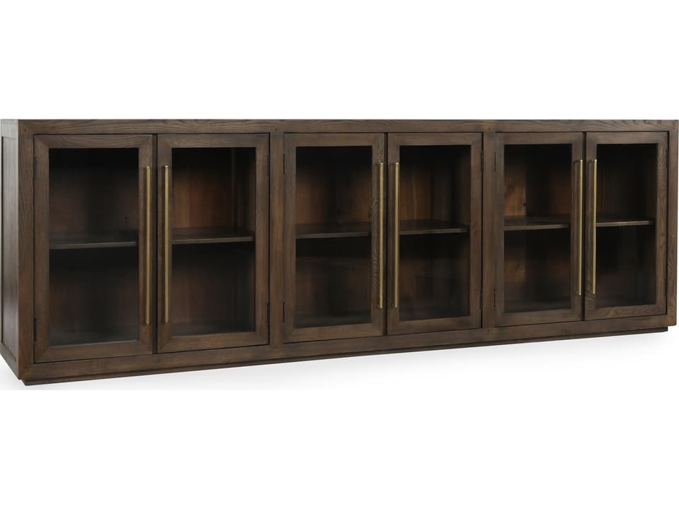 Bradley 108-Inch Six-Door Oak Wood Sideboard in Cocoa Brown