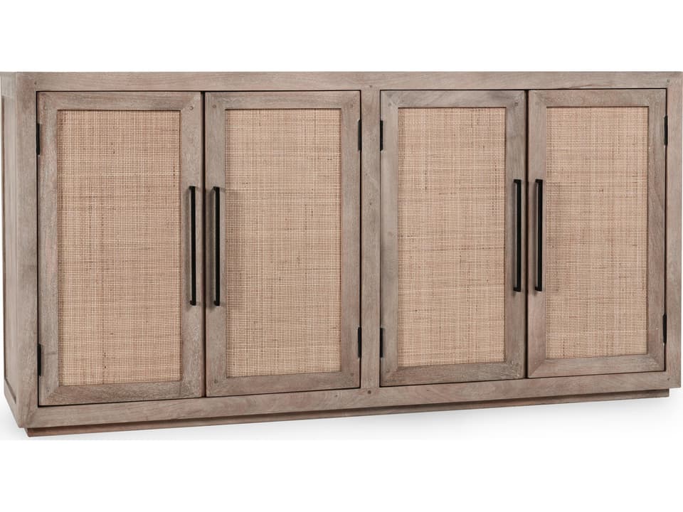 Jensen Solid Wood 4 Door Cabinet with Cane Detailing