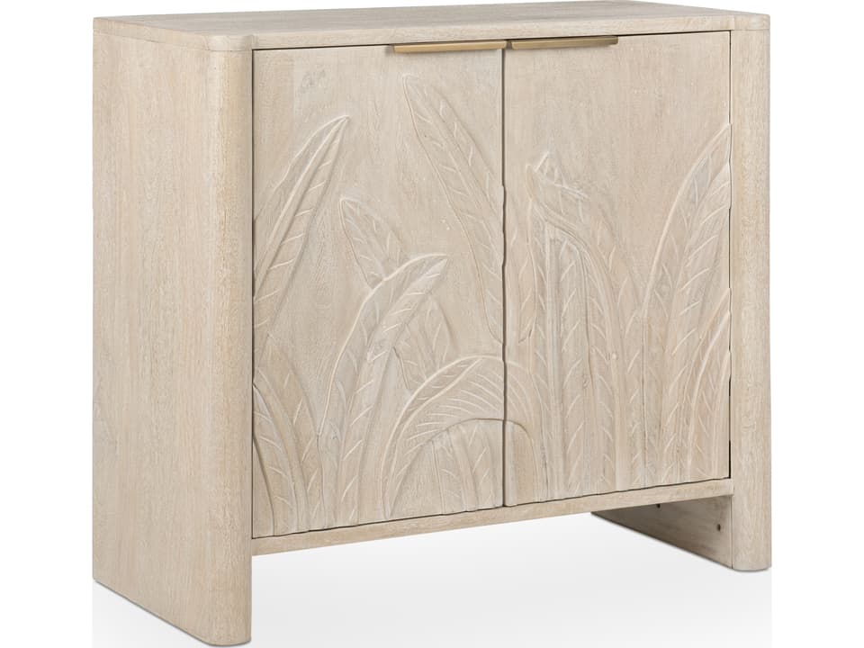Ledro 2-Door Carved Mango Wood Cabinet in Cream
