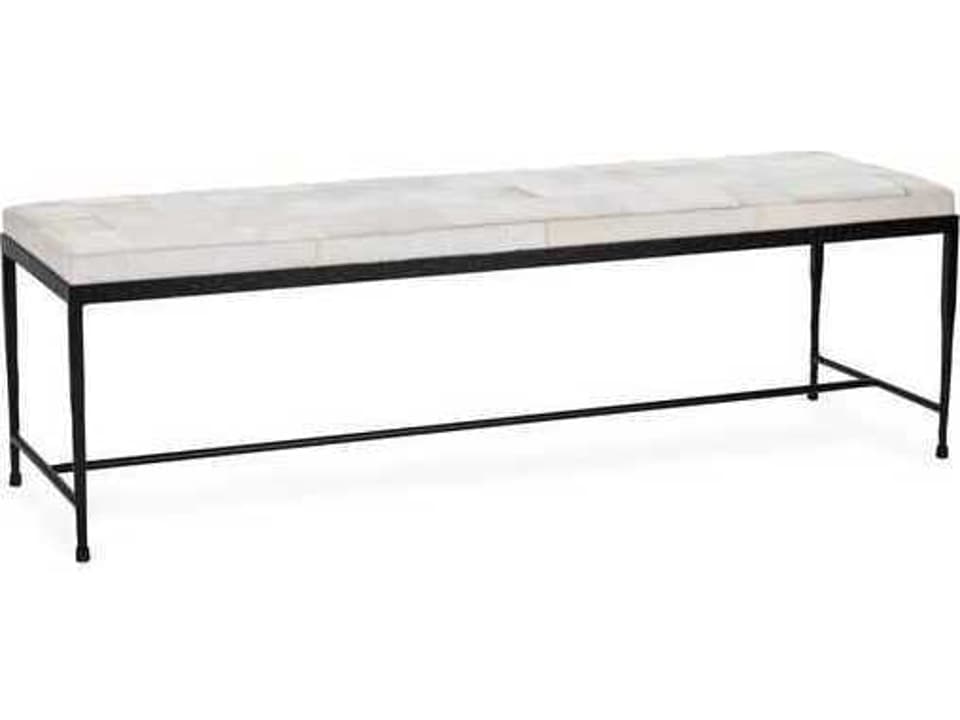Achen White Fur Accent Bench