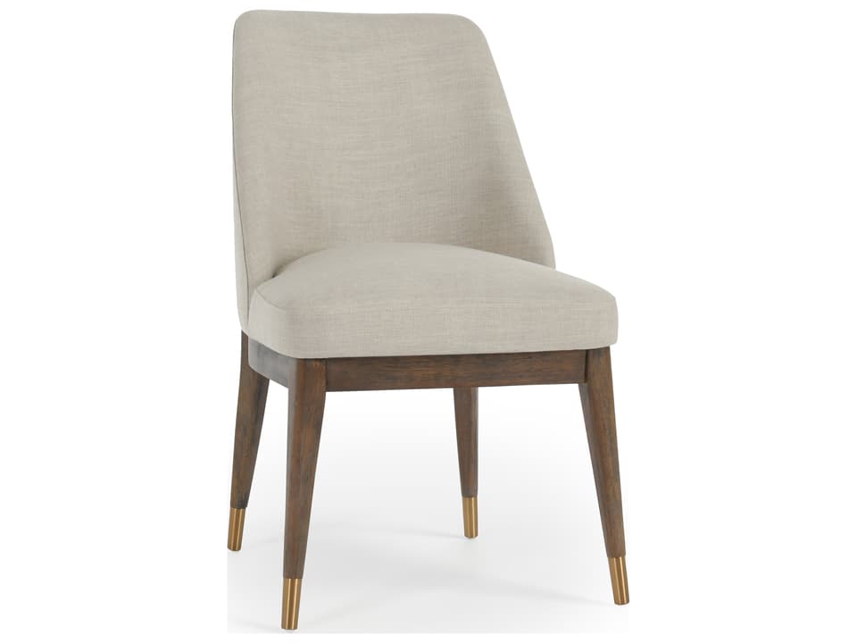 Triss Upholstered Dining Side Chair in Sand Fabric and Wood