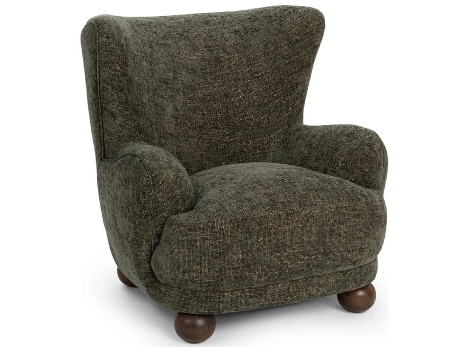 Penelope Accent Chair in Winter Fir Green Fabric with Ash Wood Legs